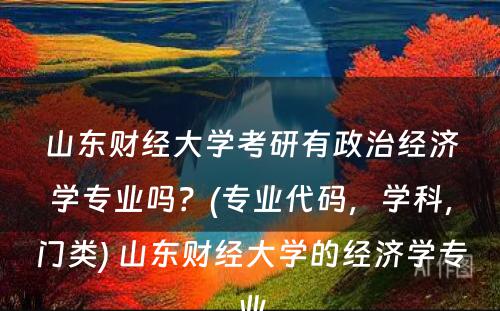 山东财经大学考研有政治经济学专业吗？(专业代码，学科，门类) 山东财经大学的经济学专业