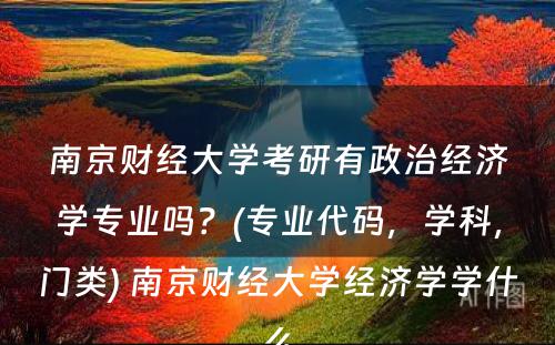 南京财经大学考研有政治经济学专业吗？(专业代码，学科，门类) 南京财经大学经济学学什么