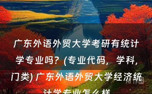 广东外语外贸大学考研有统计学专业吗？(专业代码，学科，门类) 广东外语外贸大学经济统计学专业怎么样