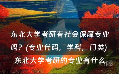 东北大学考研有社会保障专业吗？(专业代码，学科，门类) 东北大学考研的专业有什么