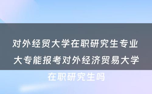 对外经贸大学在职研究生专业 大专能报考对外经济贸易大学在职研究生吗