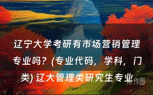 辽宁大学考研有市场营销管理专业吗？(专业代码，学科，门类) 辽大管理类研究生专业