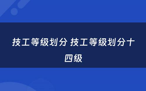 技工等级划分 技工等级划分十四级