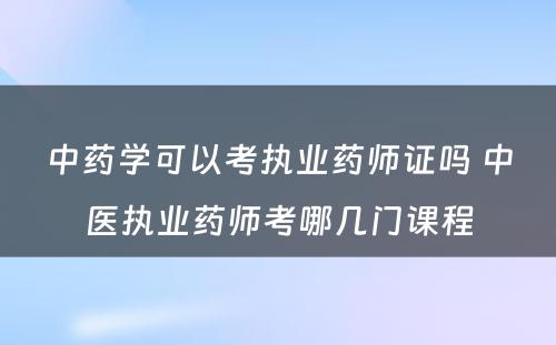 中药学可以考执业药师证吗 中医执业药师考哪几门课程