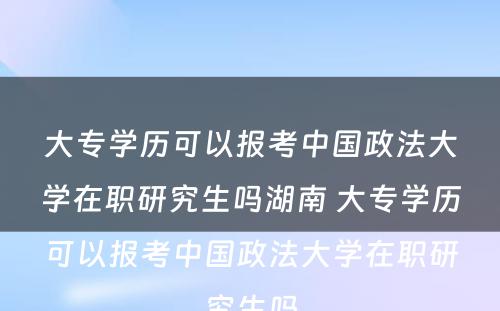 大专学历可以报考中国政法大学在职研究生吗湖南 大专学历可以报考中国政法大学在职研究生吗