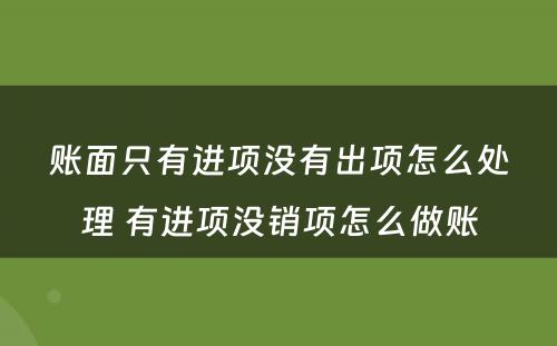 账面只有进项没有出项怎么处理 有进项没销项怎么做账