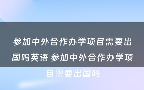 参加中外合作办学项目需要出国吗英语 参加中外合作办学项目需要出国吗