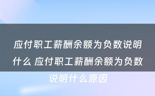 应付职工薪酬余额为负数说明什么 应付职工薪酬余额为负数说明什么原因