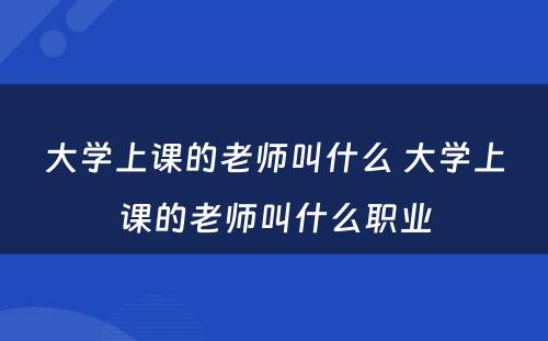 大学上课的老师叫什么 大学上课的老师叫什么职业