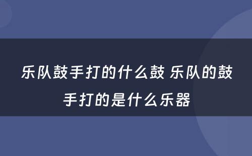 乐队鼓手打的什么鼓 乐队的鼓手打的是什么乐器