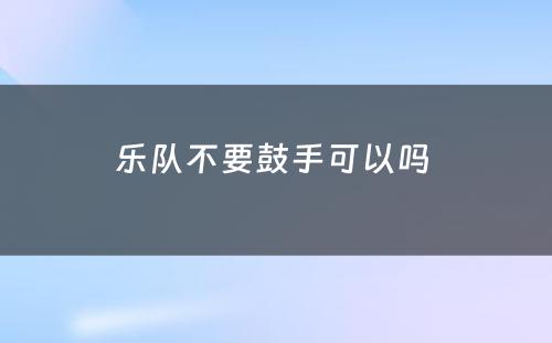 乐队不要鼓手可以吗 