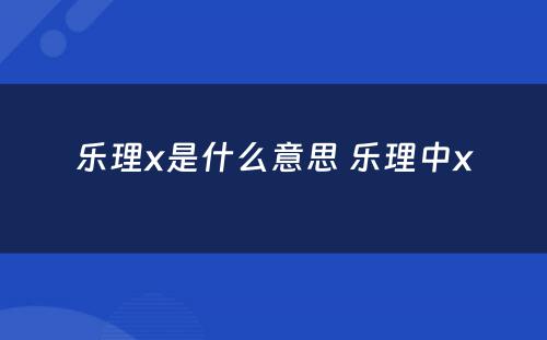 乐理x是什么意思 乐理中x