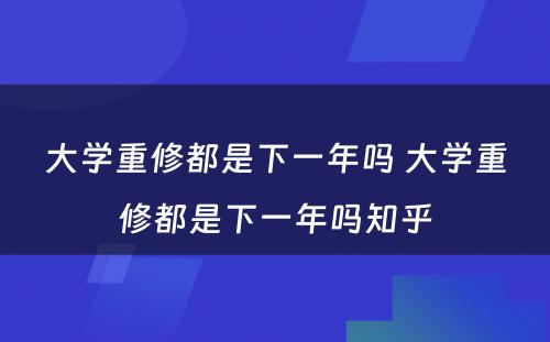 大学重修都是下一年吗 大学重修都是下一年吗知乎