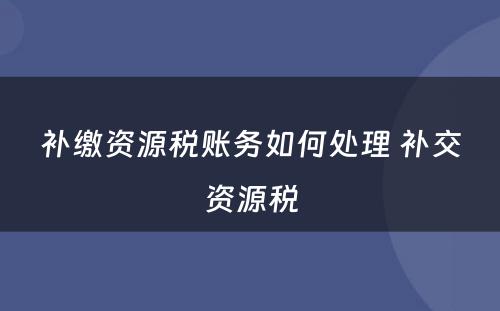 补缴资源税账务如何处理 补交资源税