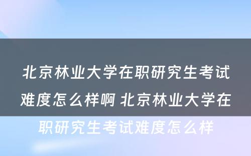 北京林业大学在职研究生考试难度怎么样啊 北京林业大学在职研究生考试难度怎么样