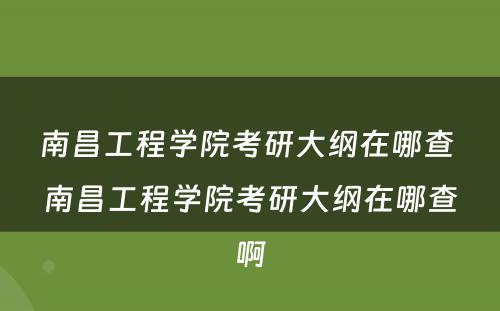 南昌工程学院考研大纲在哪查 南昌工程学院考研大纲在哪查啊