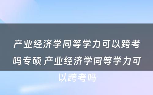 产业经济学同等学力可以跨考吗专硕 产业经济学同等学力可以跨考吗