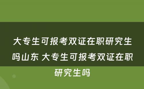 大专生可报考双证在职研究生吗山东 大专生可报考双证在职研究生吗