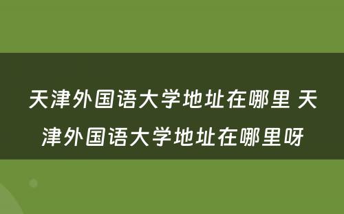 天津外国语大学地址在哪里 天津外国语大学地址在哪里呀
