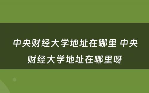 中央财经大学地址在哪里 中央财经大学地址在哪里呀