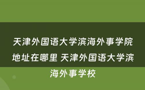 天津外国语大学滨海外事学院地址在哪里 天津外国语大学滨海外事学校