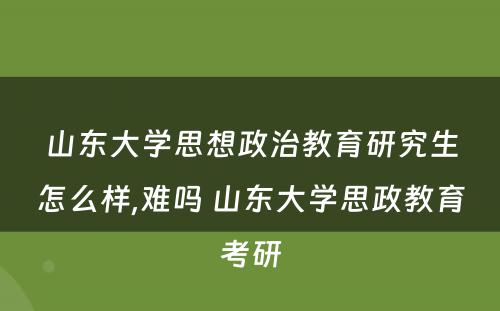 山东大学思想政治教育研究生怎么样,难吗 山东大学思政教育考研