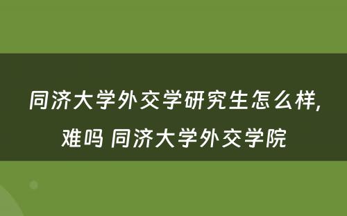 同济大学外交学研究生怎么样,难吗 同济大学外交学院