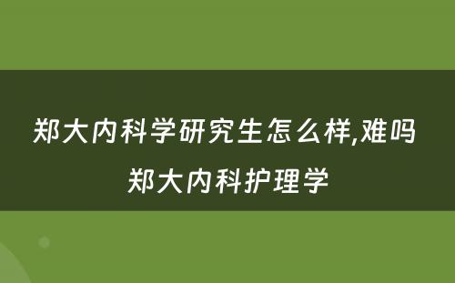 郑大内科学研究生怎么样,难吗 郑大内科护理学