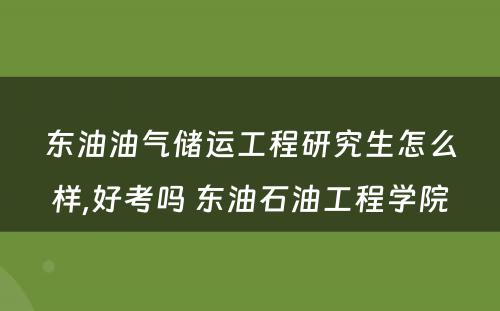 东油油气储运工程研究生怎么样,好考吗 东油石油工程学院