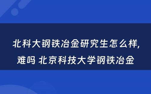 北科大钢铁冶金研究生怎么样,难吗 北京科技大学钢铁冶金