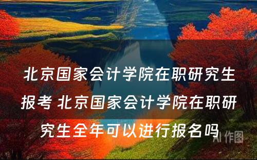 北京国家会计学院在职研究生报考 北京国家会计学院在职研究生全年可以进行报名吗