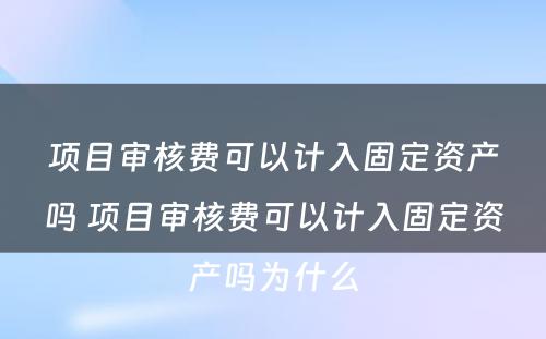 项目审核费可以计入固定资产吗 项目审核费可以计入固定资产吗为什么