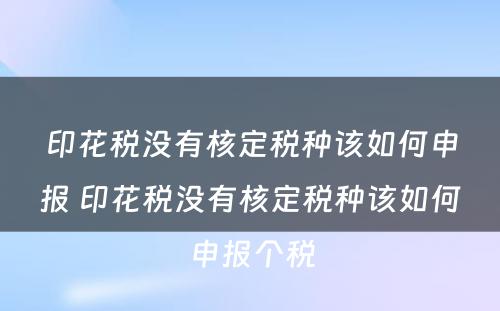 印花税没有核定税种该如何申报 印花税没有核定税种该如何申报个税