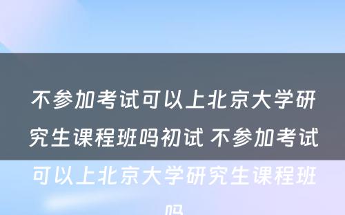 不参加考试可以上北京大学研究生课程班吗初试 不参加考试可以上北京大学研究生课程班吗