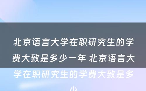 北京语言大学在职研究生的学费大致是多少一年 北京语言大学在职研究生的学费大致是多少