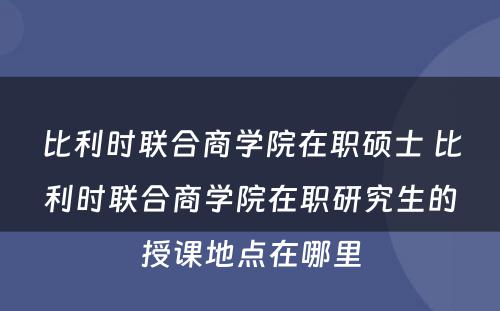 比利时联合商学院在职硕士 比利时联合商学院在职研究生的授课地点在哪里