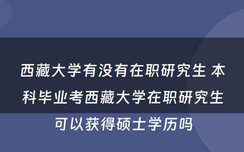 西藏大学有没有在职研究生 本科毕业考西藏大学在职研究生可以获得硕士学历吗