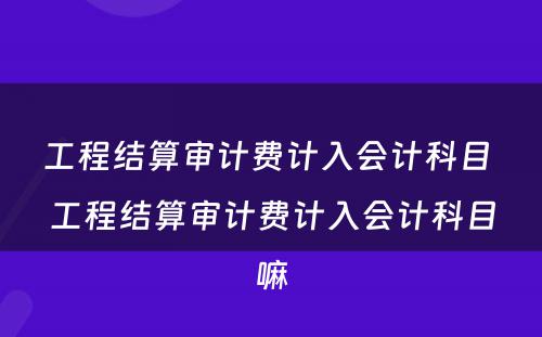 工程结算审计费计入会计科目 工程结算审计费计入会计科目嘛