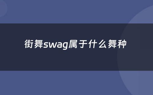 街舞swag属于什么舞种 