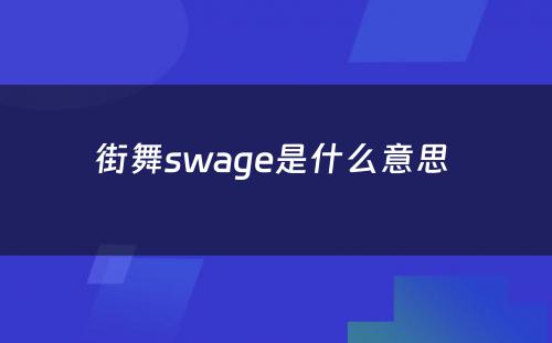 街舞swage是什么意思 