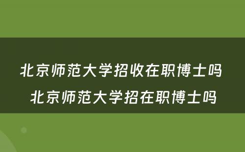 北京师范大学招收在职博士吗 北京师范大学招在职博士吗