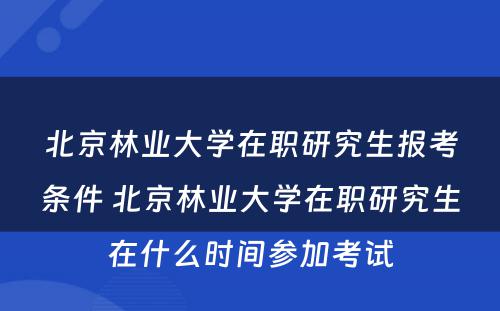 北京林业大学在职研究生报考条件 北京林业大学在职研究生在什么时间参加考试