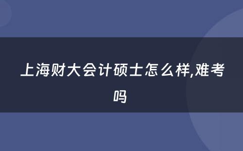 上海财大会计硕士怎么样,难考吗 