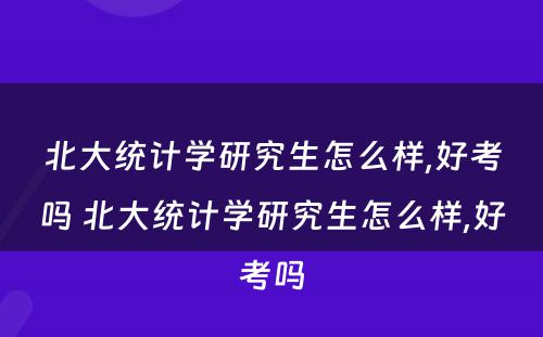 北大统计学研究生怎么样,好考吗 北大统计学研究生怎么样,好考吗