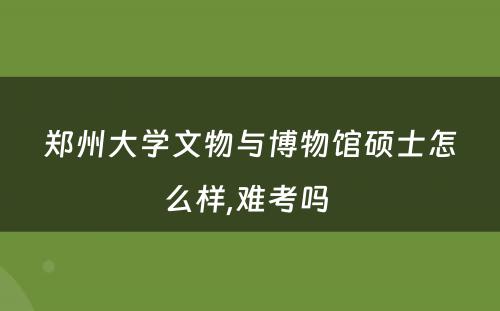 郑州大学文物与博物馆硕士怎么样,难考吗 