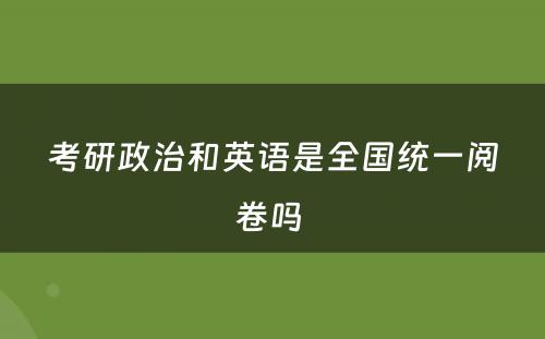 考研政治和英语是全国统一阅卷吗 