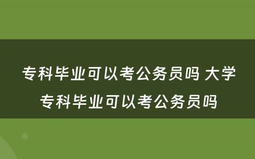 专科毕业可以考公务员吗 大学专科毕业可以考公务员吗