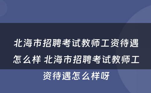 北海市招聘考试教师工资待遇怎么样 北海市招聘考试教师工资待遇怎么样呀