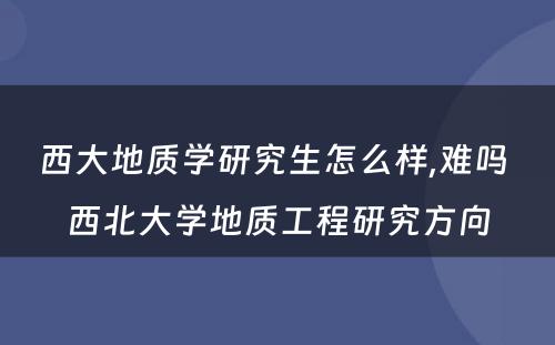 西大地质学研究生怎么样,难吗 西北大学地质工程研究方向