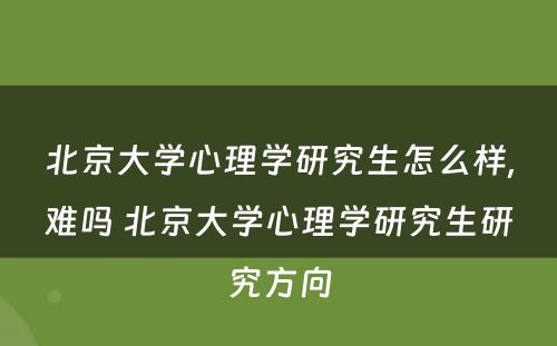 北京大学心理学研究生怎么样,难吗 北京大学心理学研究生研究方向